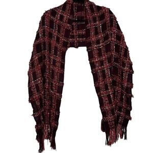 LOFT Plaid Scarf- Burgundy & Pink Tweed